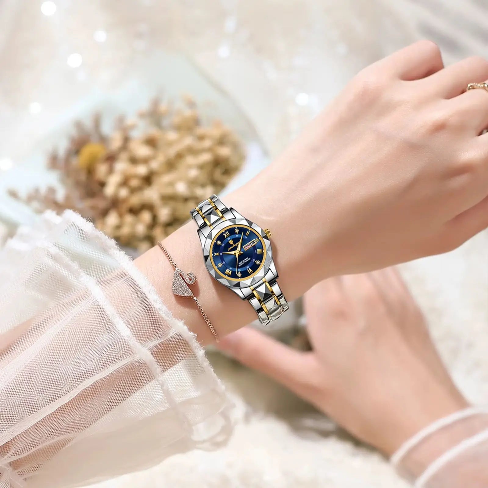 Montre POEDAGAR femme – Quartz, acier, lumineuse, étanche