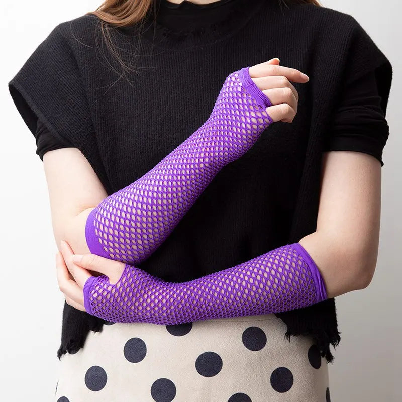 Gants résille longs sans doigts style Gothique 8 coloris