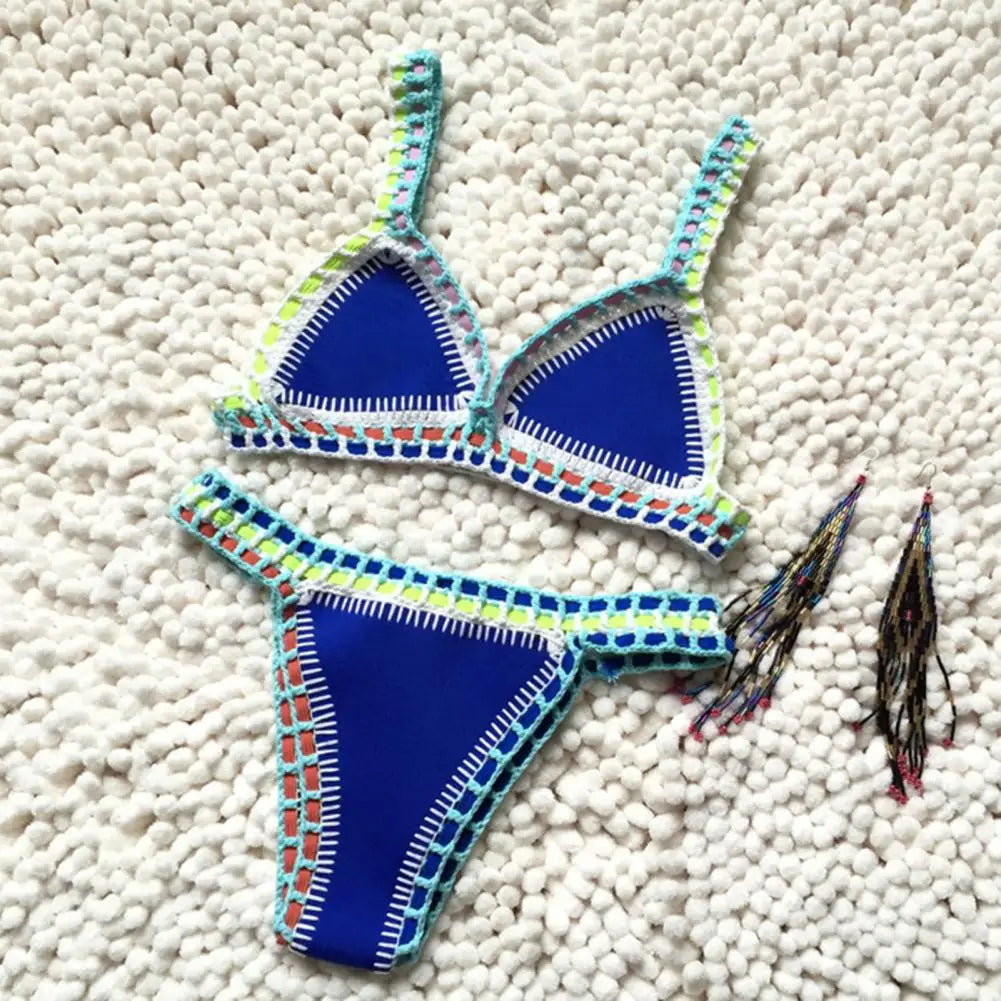 Bikini  2 Pièces – Crochet & Patchwork Style Brésilien -Plusieurs coloris