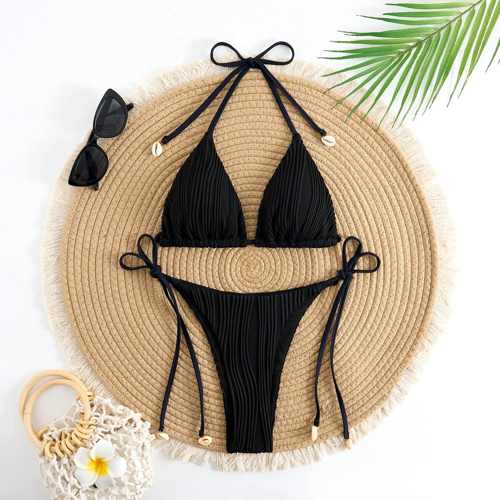 Bikini  2 Pièces – Dos Nu  Taille Haute -Plusieurs coloris