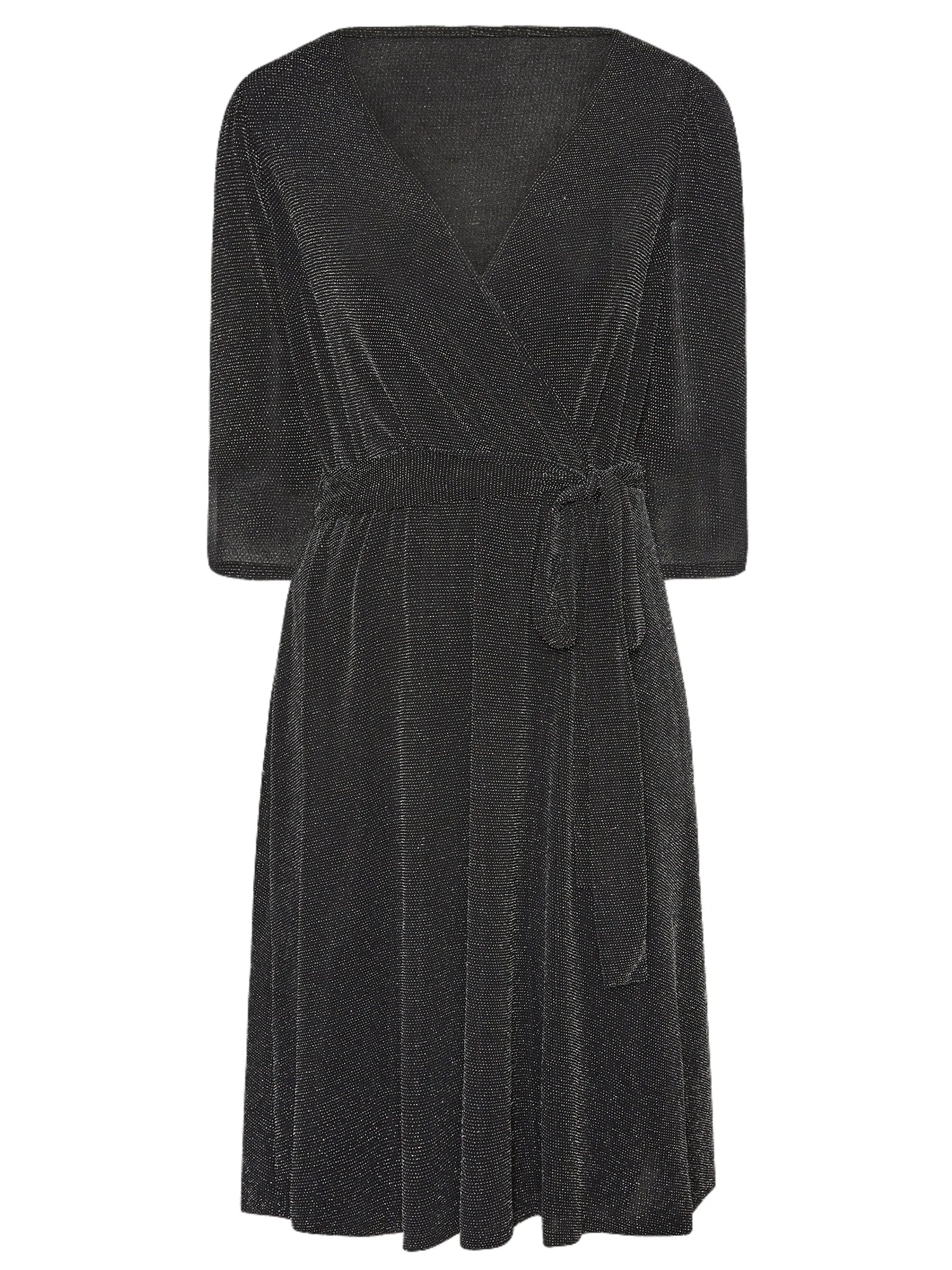 Robe élégante Grande Taille – Manches Longues & Paillettes Noires