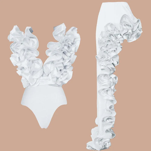 Bikini avec jupe femme – Imprimé, volants, maillot de bain – Plusieurs coloris