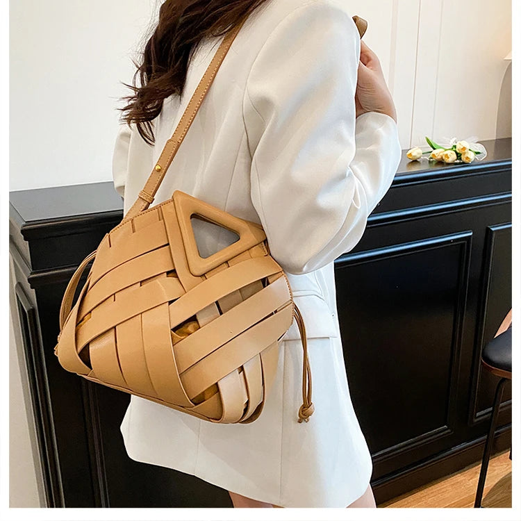 Pochette tissée en PU – Sac tressé minimaliste – Plusieurs coloris