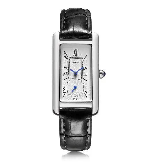 Montre rectangle femme – Quartz, bracelet cuir, analogique – Plusieurs coloris