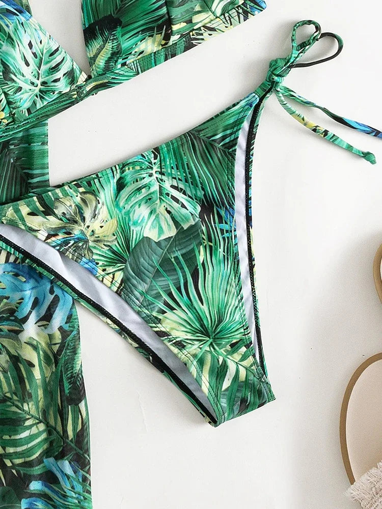 Bikini 2 Pièces – Jupe de Plage & Imprimé Paisley Taille Basse -Plusieurs coloris