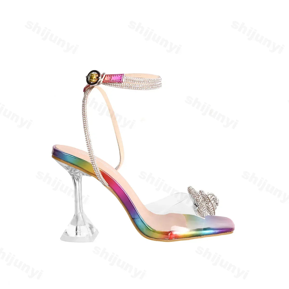 Sandales Femme Été – Sangle Arrière & Nœud Strass Stiletto