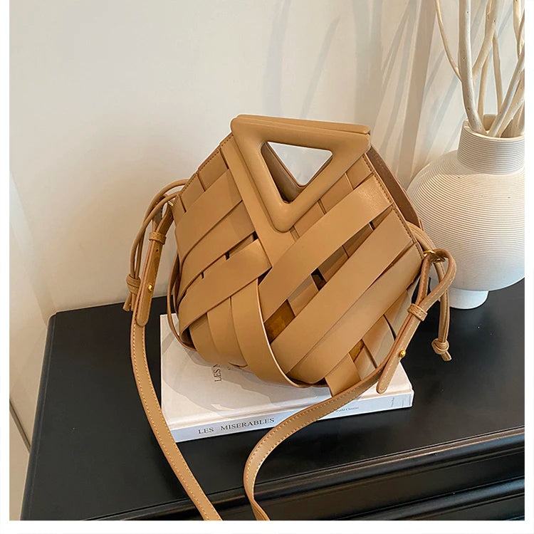 Pochette tissée en PU – Sac tressé minimaliste – Plusieurs coloris