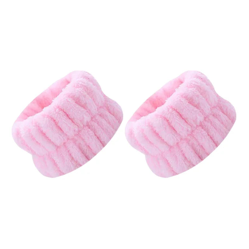 Bracelets lavage visage en polaire – Manchettes maquillage & douche, lot de 2