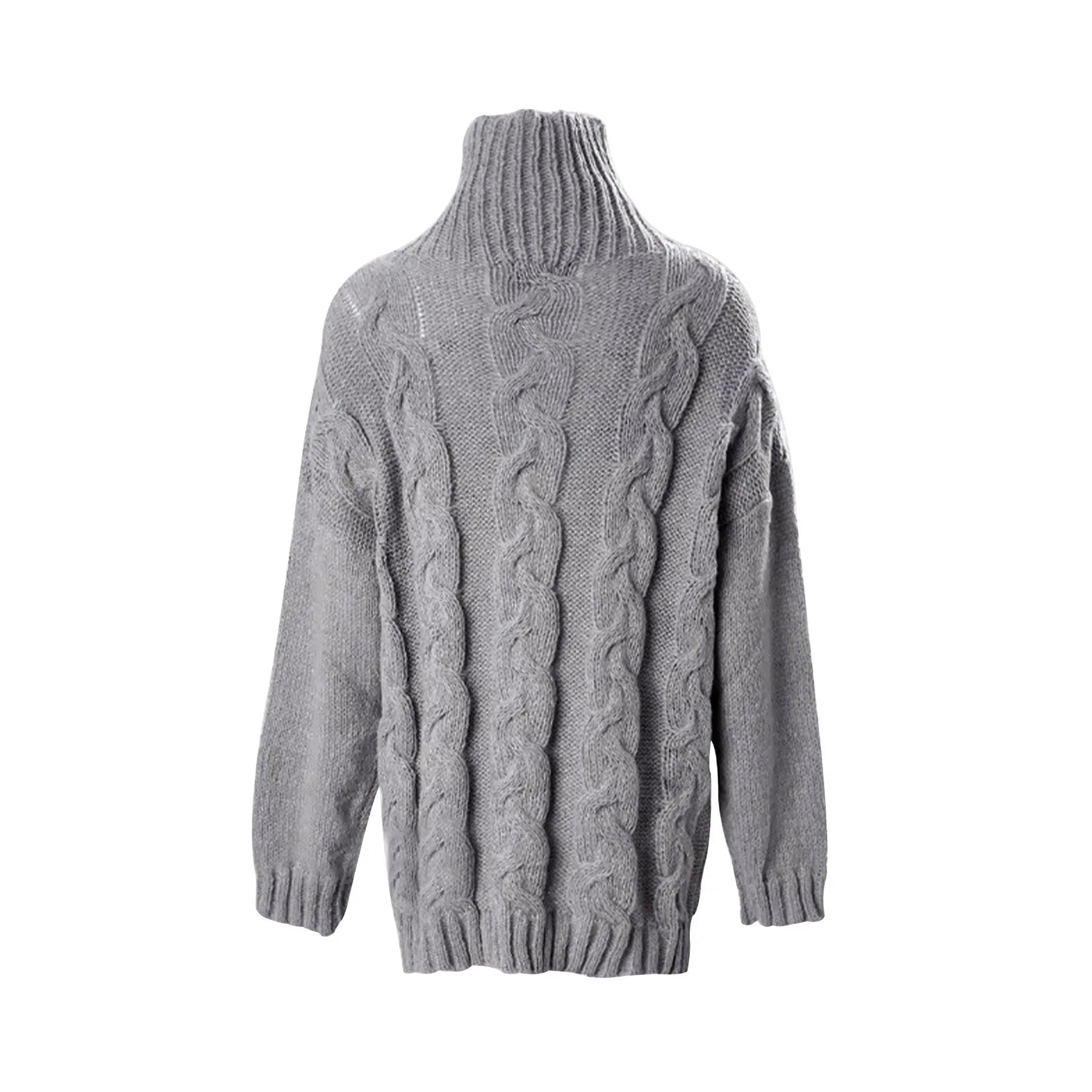 Pull col montant femme Maille torsadée motif fleuri, manches longues