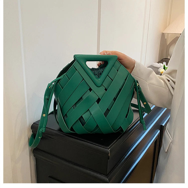 Pochette tissée en PU – Sac tressé minimaliste – Plusieurs coloris