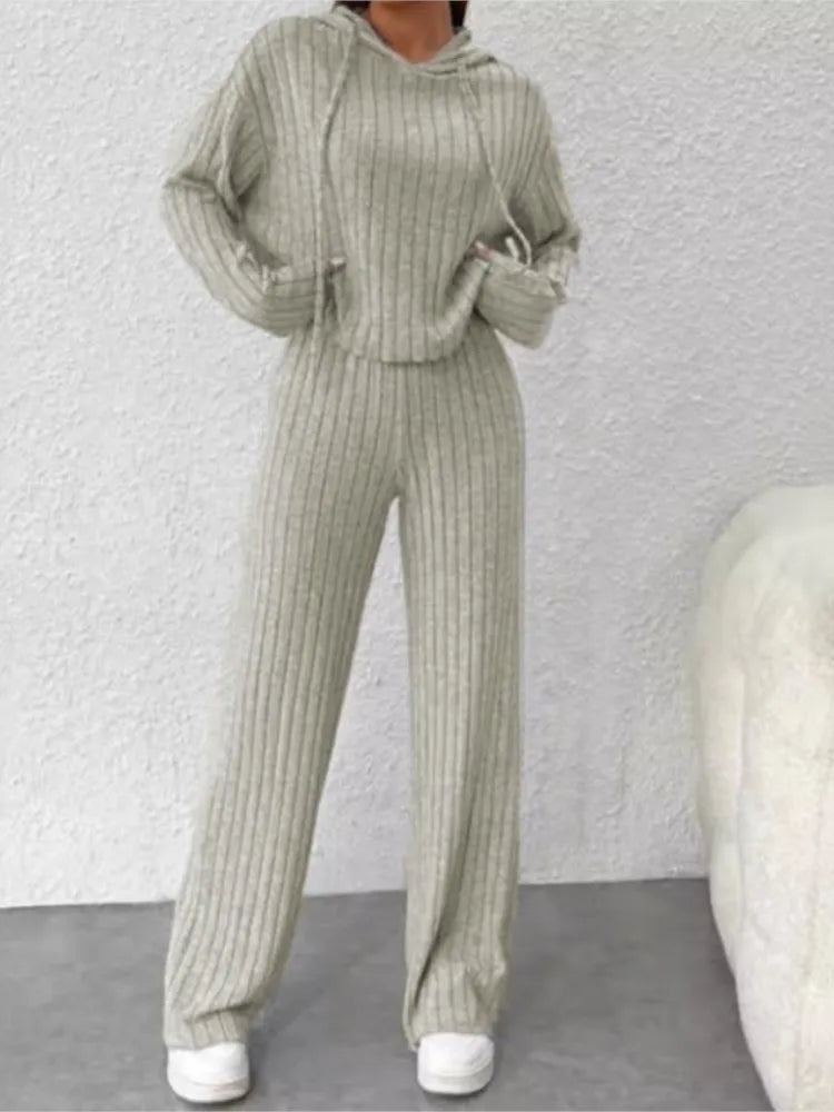 Ensemble 2 pièces sweat à capuche & pantalon taille haute – Plusieurs coloris