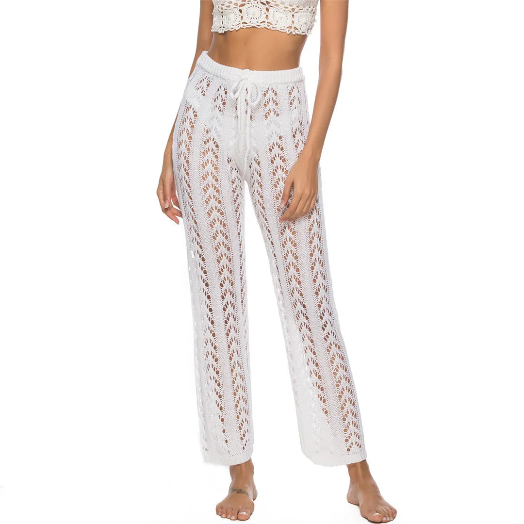 Pantalon de Plage Femme – Jambes Larges Taille Élastique Cover-Up