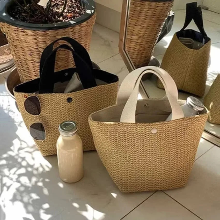 Sac en rotin tressé  – Grande capacité, plage été, éco-responsable 2 coloris