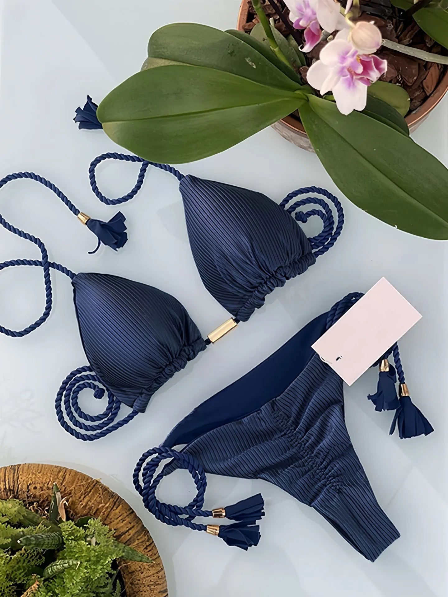 Bikini Deux Pièces Femme – Col Halter & Lacets | Couleurs Vives