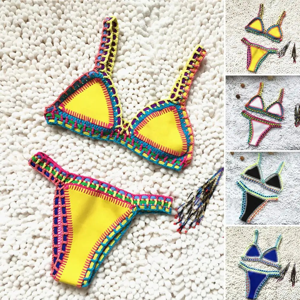 Bikini  2 Pièces – Crochet & Patchwork Style Brésilien -Plusieurs coloris