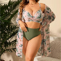 Bikini  3 Pièces Push-Up & Taille Haute – Grande Taille L à 5XL 2 coloris