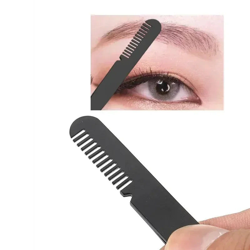 Pince à cils & sourcils en acier inoxydable – Pointe diagonale avec peigne, précision