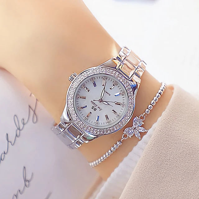 Montre femme  – Acier inoxydable, cristaux & diamants – Plusieurs coloris