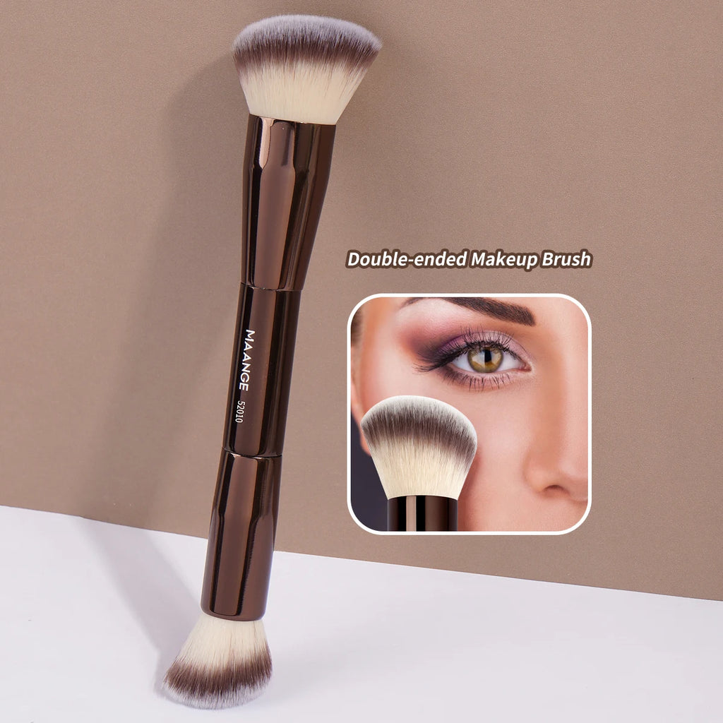 Pinceau Double Embout MAANGE – Fond de Teint, Poudre & Contouring