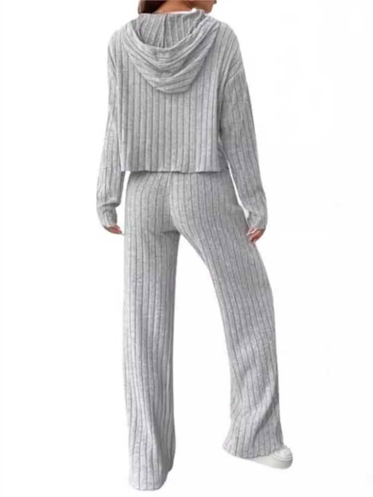 Ensemble 2 pièces sweat à capuche & pantalon taille haute – Plusieurs coloris
