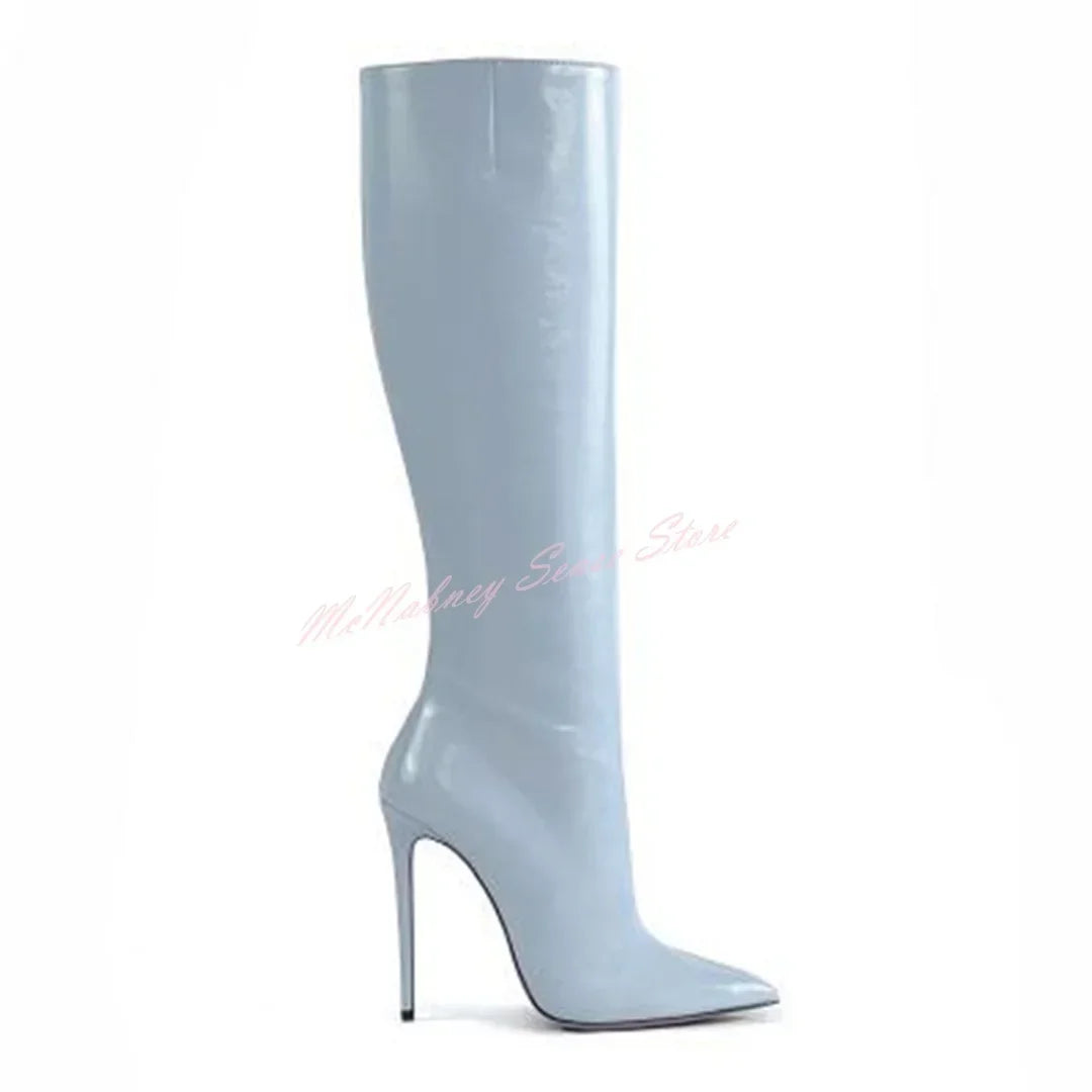 Bottes hautes femme cuir véritable – Bout pointu, talon aiguille, sans lacets 17 coloris
