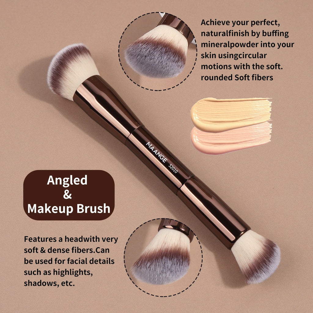 Pinceau Double Embout MAANGE – Fond de Teint, Poudre & Contouring