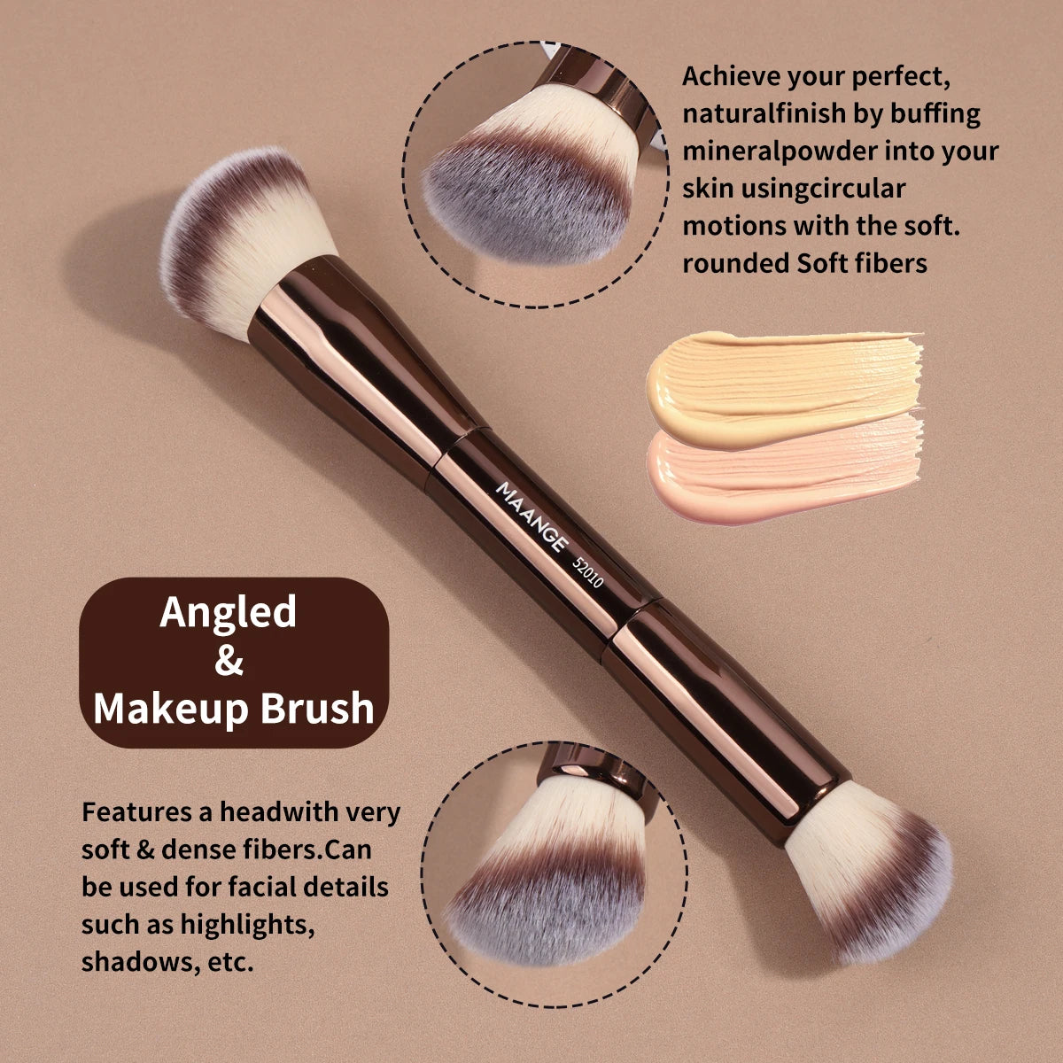 Pinceau Double Embout MAANGE – Fond de Teint, Poudre & Contouring