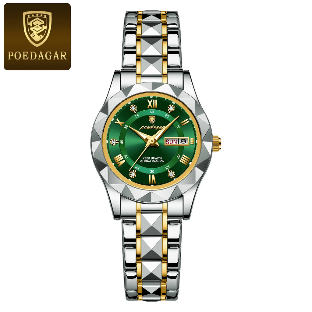 Montre POEDAGAR femme – Quartz, acier, lumineuse, étanche