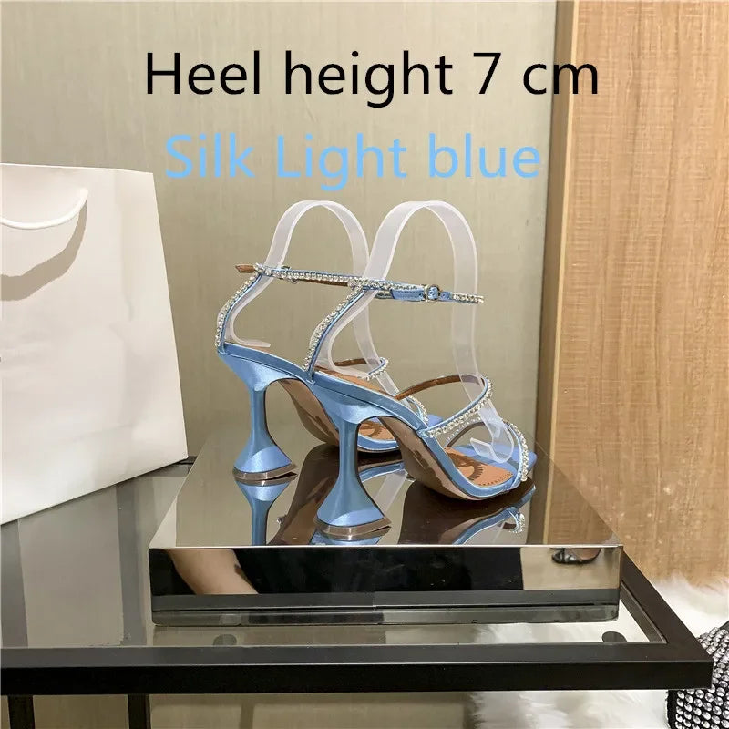 Sandales femme – Strass & chaîne, bout ouvert