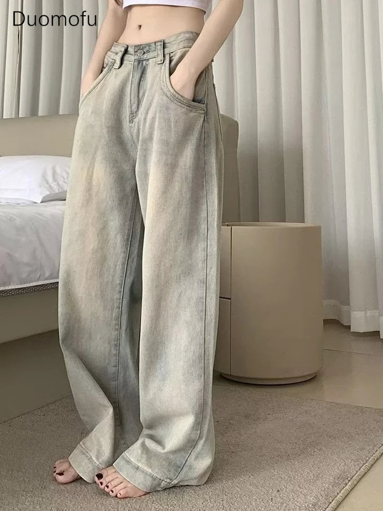 Jean Vintage Américain Femme – Coupe Droite Loose Décoloré