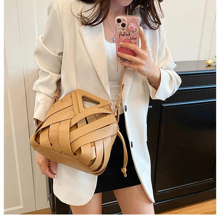 Pochette tissée en PU – Sac tressé minimaliste – Plusieurs coloris