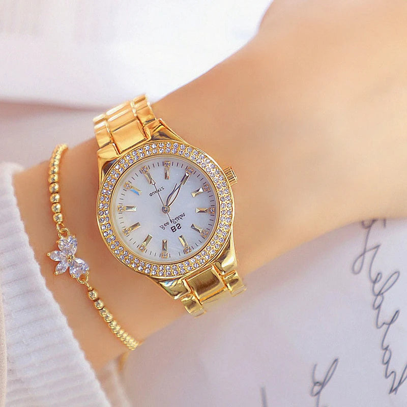 Montre femme  – Acier inoxydable, cristaux & diamants – Plusieurs coloris