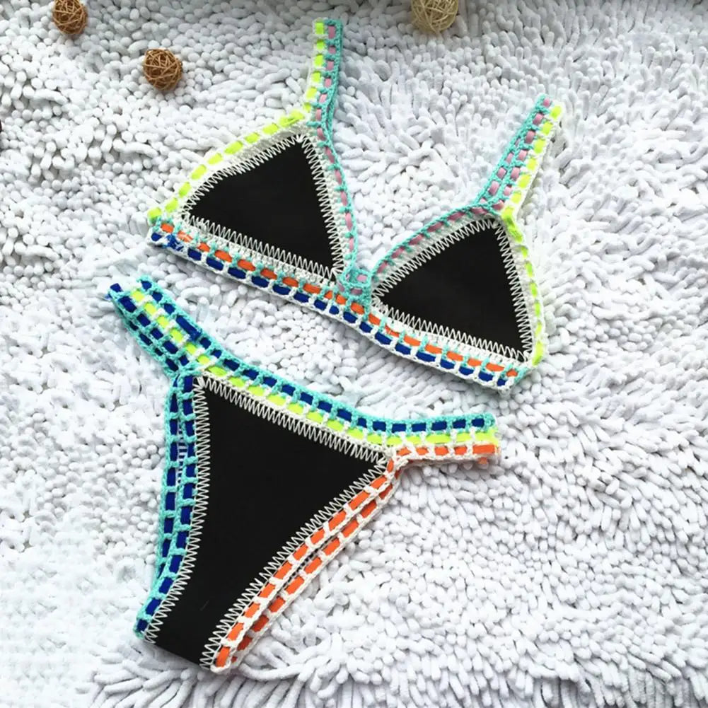 Bikini  2 Pièces – Crochet & Patchwork Style Brésilien -Plusieurs coloris