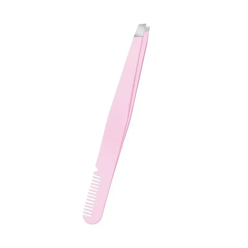 Pince à cils & sourcils en acier inoxydable – Pointe diagonale avec peigne, précision