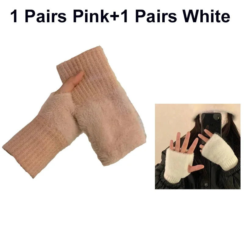 Gants sans doigts femme – Tricotés, mi-doigts – Plusieurs coloris