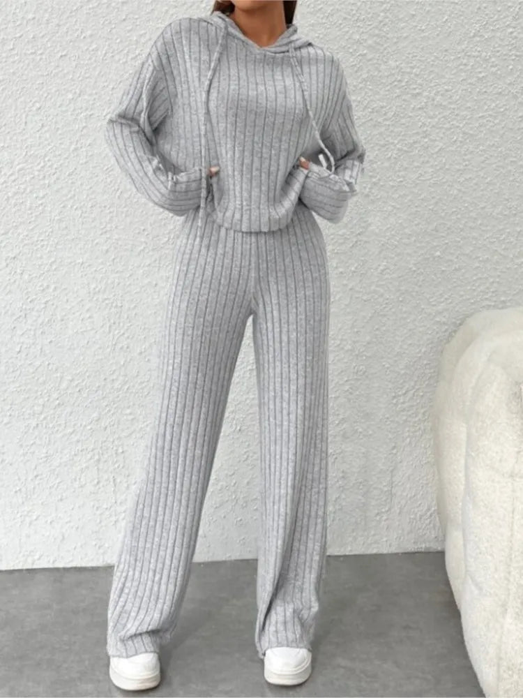 Ensemble 2 pièces sweat à capuche & pantalon taille haute – Plusieurs coloris