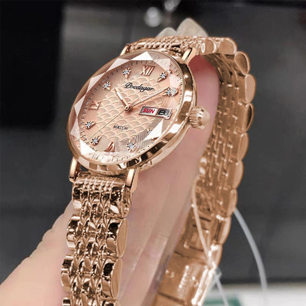 Montre femme  – Acier inoxydable, lumineuse, étanche – Plusieurs coloris