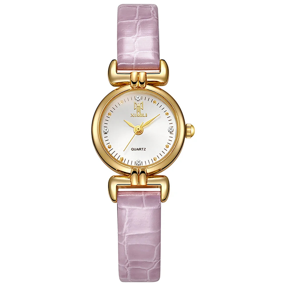 Montre femme verte Quartz, petits diamants, design simple & chic 6 coloris