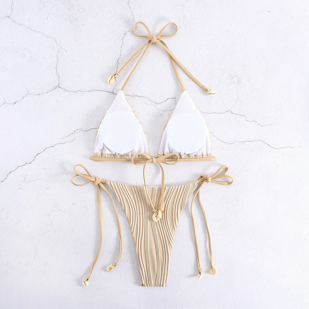 Bikini  2 Pièces – Dos Nu  Taille Haute -Plusieurs coloris
