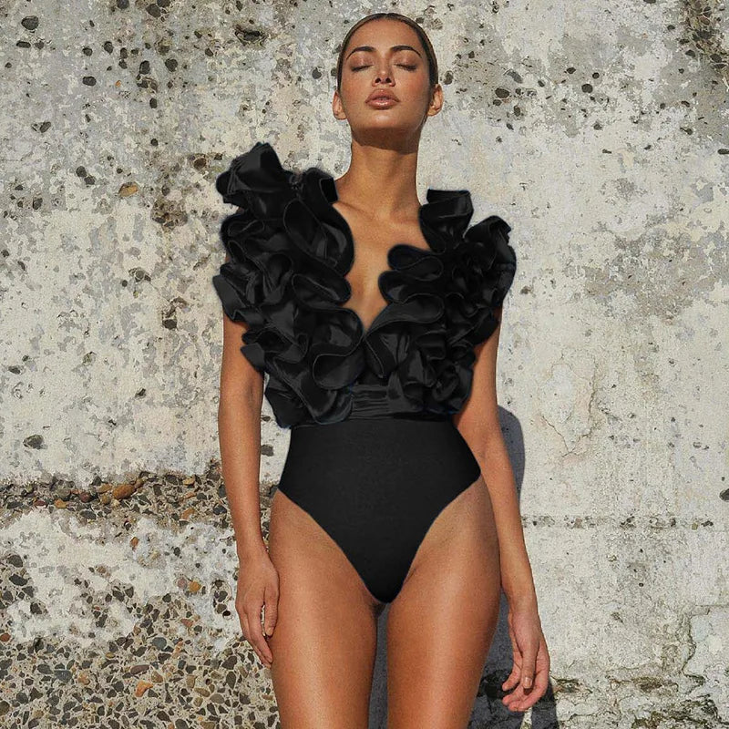 Bikini avec jupe femme – Imprimé, volants, maillot de bain – Plusieurs coloris