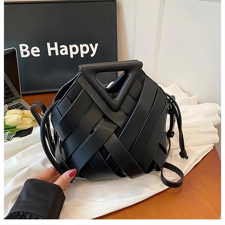 Pochette tissée en PU – Sac tressé minimaliste – Plusieurs coloris